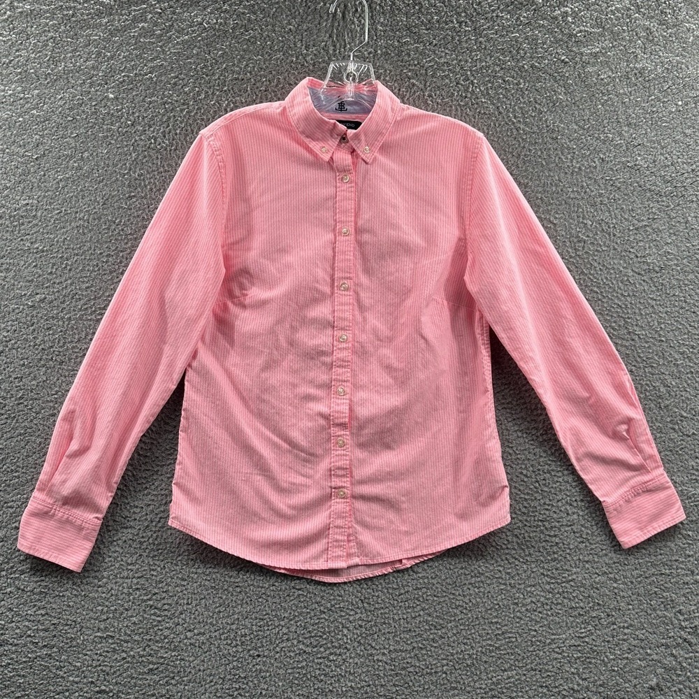 Lands End Womens Oxford Button Down Shirt 6 Stripe Preppy Old Money Academic